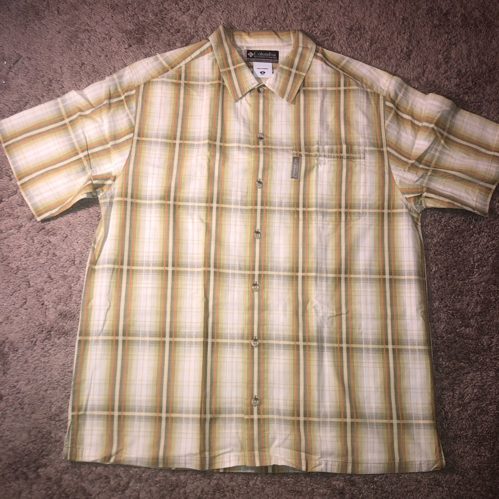 Columbia Button Down Mens Size Medium Fish Work Beach Dress Shirt - Picture 2 of 14